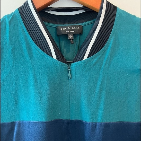 RAG & BONE Ribbed Neck Sleeveless Green Shift Dress Size L - Picture 6 of 16